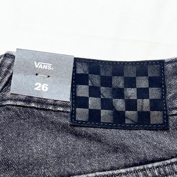 Vans Off the Wall Denim Jeans Women 26x30 Black Washed Wide Leg Baggy Loose Fit - Picture 7 of 11